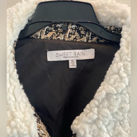 NWT 🖤🌟SWEET RAIN CONTEMPORARY BLACK/WHITE TWEED BOMBER JACKET -SIZE XL - Picture 10 of 11